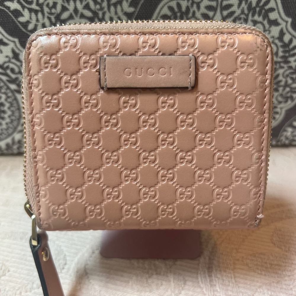 Gucci Microguccissima Pink Leather Compact Bifold Zip Wallet 449395 - Picture 3 of 8
